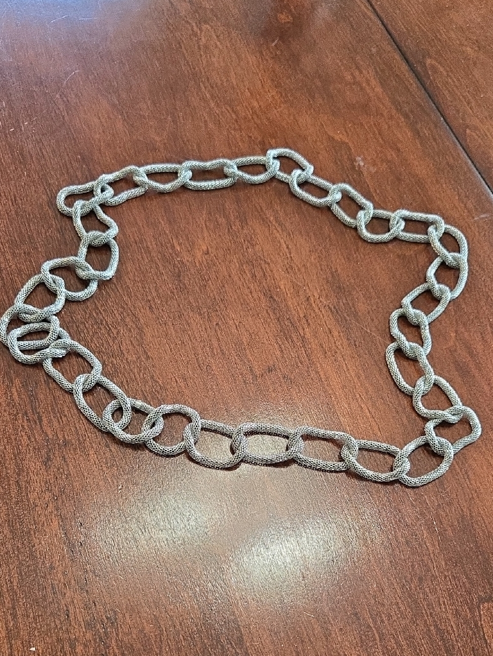 Chunky Textured Chain Necklace in Stainless Steel Marked Simona Collini